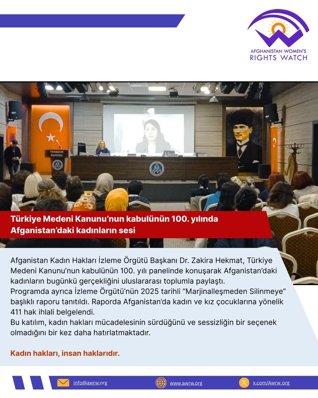 Türk Medeni Kanunu’nun Kabulünün 100. Yılı Vesilesiyle Trabzon Üniversitesi’nde Düzenlenen Panelde Afgan Kadınlarının Sesi